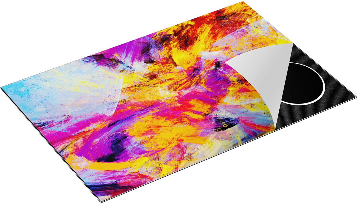 Chefcare Inductie Beschermer Abstracte Kunst - Verschillende Kleuren Spatten - 81,2x52 cm - Afdekplaat Inductie - Kookplaat Beschermer - Inductie Mat