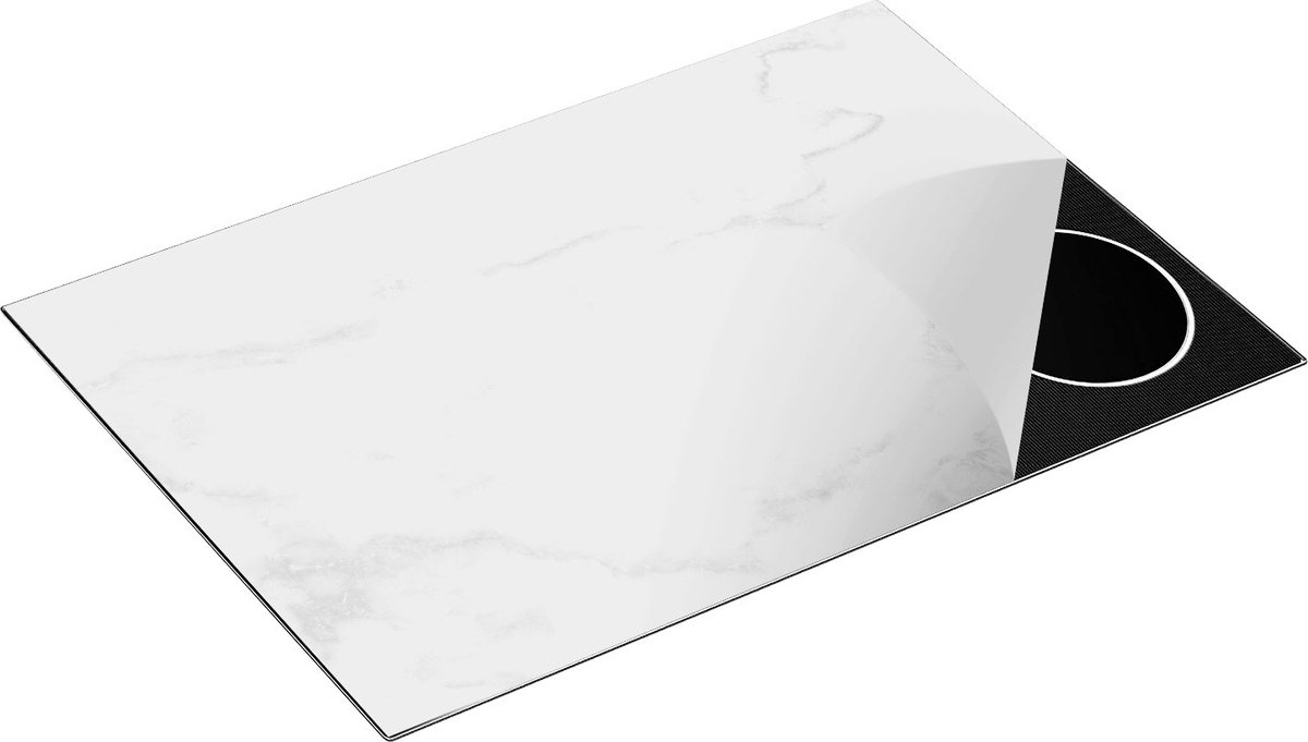Chefcare Inductie Beschermer Abstracte Kunst - Roze Patroon Marmer - Zwart Wit - 75x55 cm - Afdekplaat Inductie - Kookplaat Beschermer - Inductie Mat