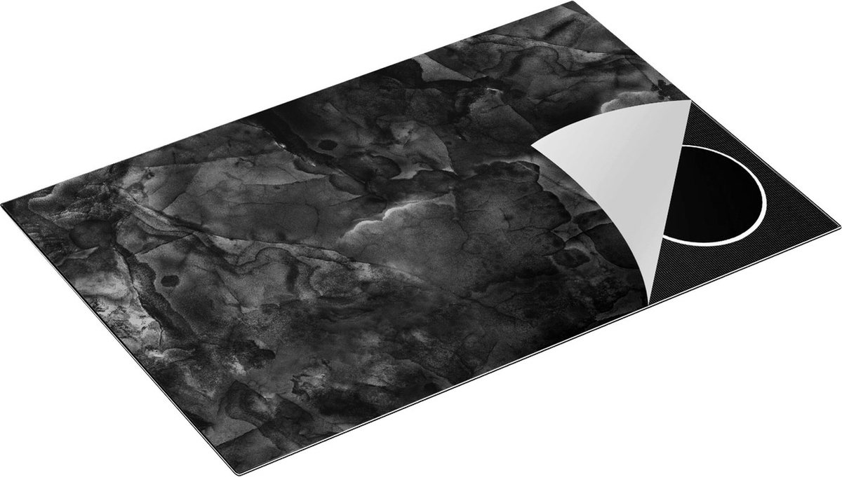 Chefcare Inductie Beschermer Abstracte Kunst - Rustieke Bruine Marmer - Zwart Wit - 81,6x52,7 cm - Afdekplaat Inductie - Kookplaat Beschermer - Inductie Mat