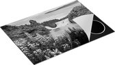 Chefcare Inductie Beschermer Waterval met Blauwe Lupine Bloemen - Zwart Wit - 75x55 cm - Afdekplaat Inductie - Kookplaat Beschermer - Inductie Mat