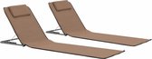 vidaXL - Strandmatten - inklapbaar - 2 - st - staal - en - stof - bruin