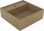 vidaXL Lavabo avec trop-plein carré 41x41 cm Céramique Crème mate VDXL_146952