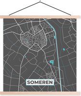 Posterhanger incl. Poster 40x40 cm - Schoolplaat - Plattegrond - Someren - Kaart - Stadskaart - Textielposter - Blanke latten - Plattegrond