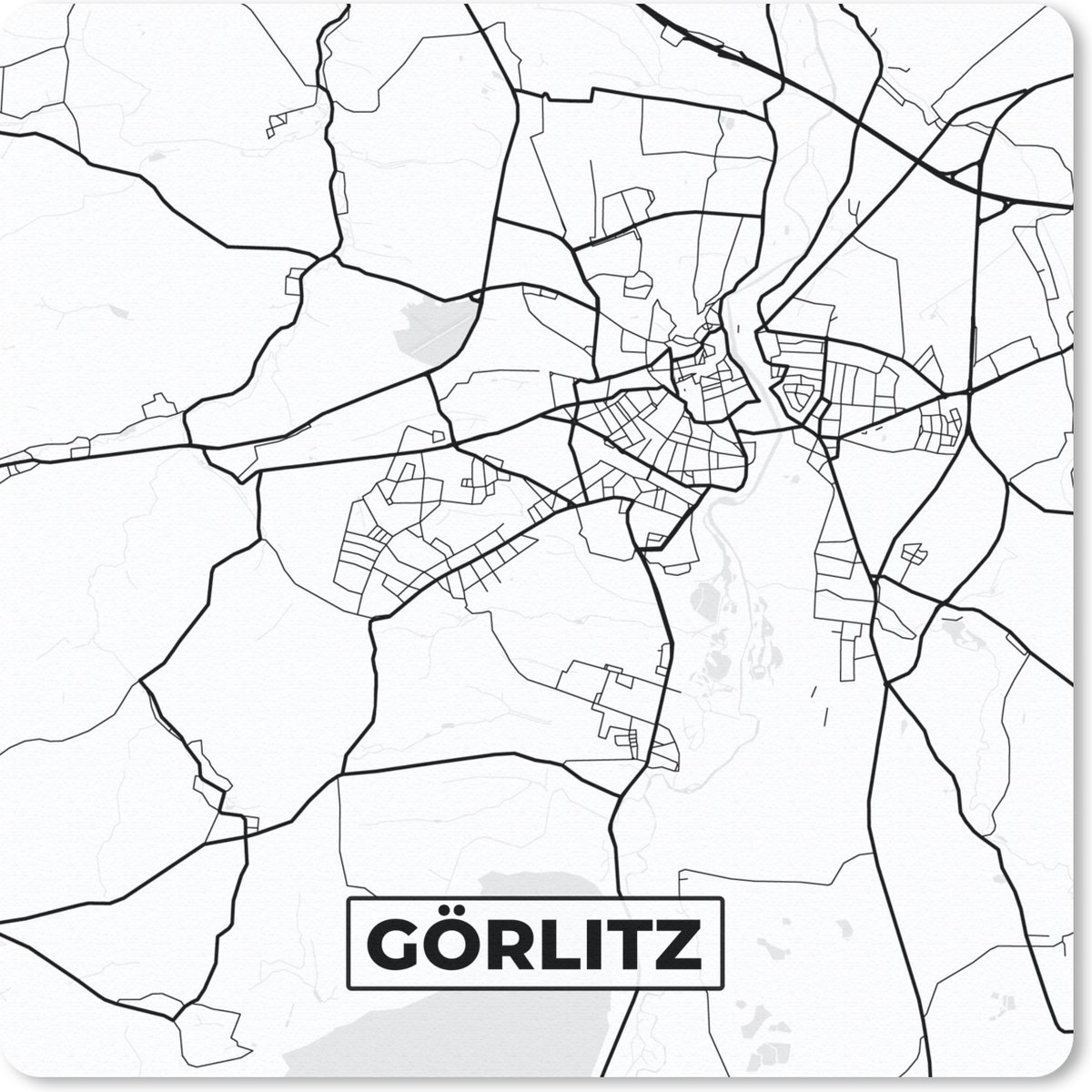Muismat 20x20 cm - Mousepad Plattegrond - Görlitz - Kaart - Stadskaart - Muismatten - Stadskaart
