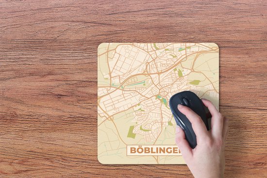 Muismat 30x30 cm - Mousepad Böblingen - Plattegrond - Vintage - Kaart - Stadskaart - Muismatten - Stadskaart