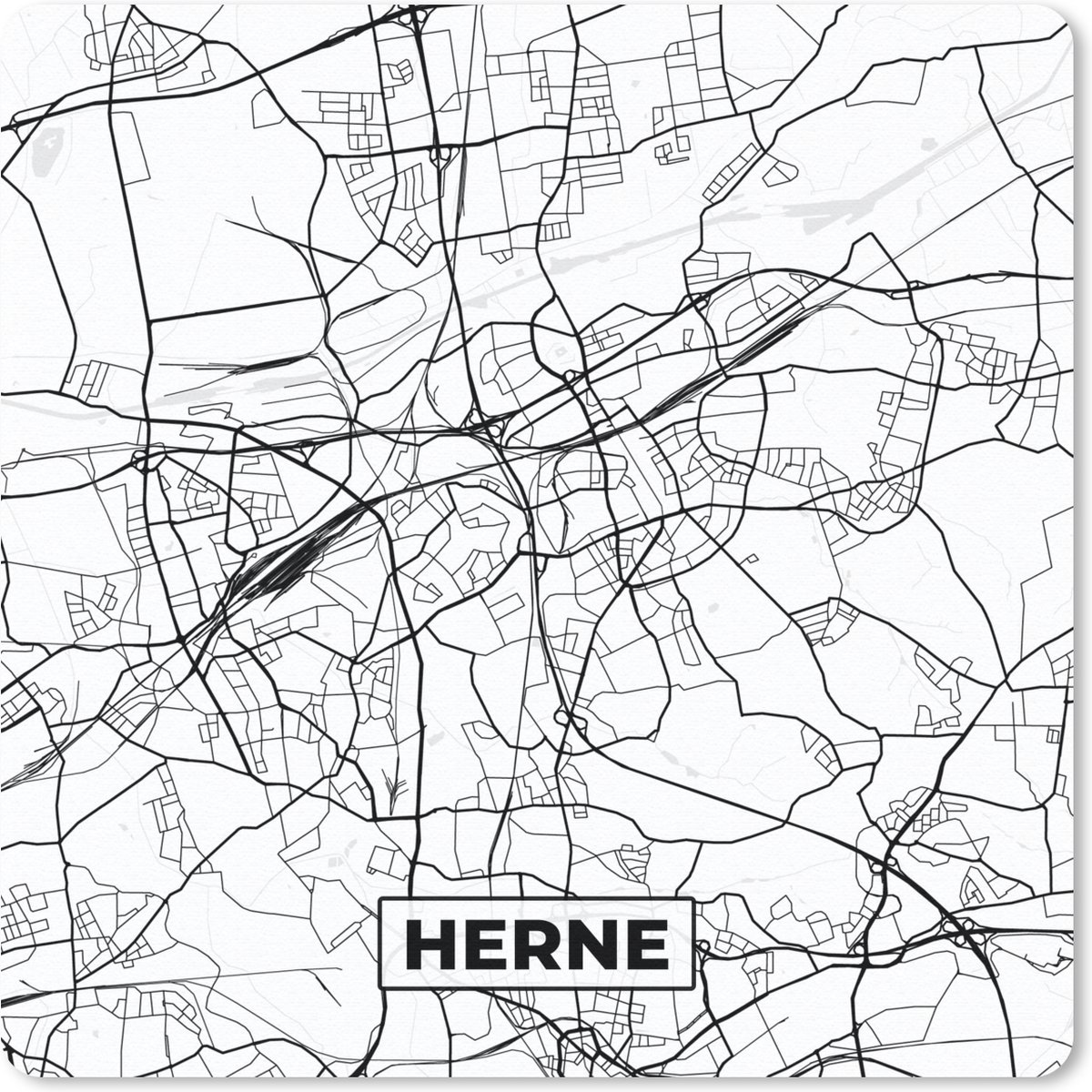 Muismat 20x20 cm - Mousepad Plattegrond - Herne - Kaart - Stadskaart - Muismatten - Stadskaart
