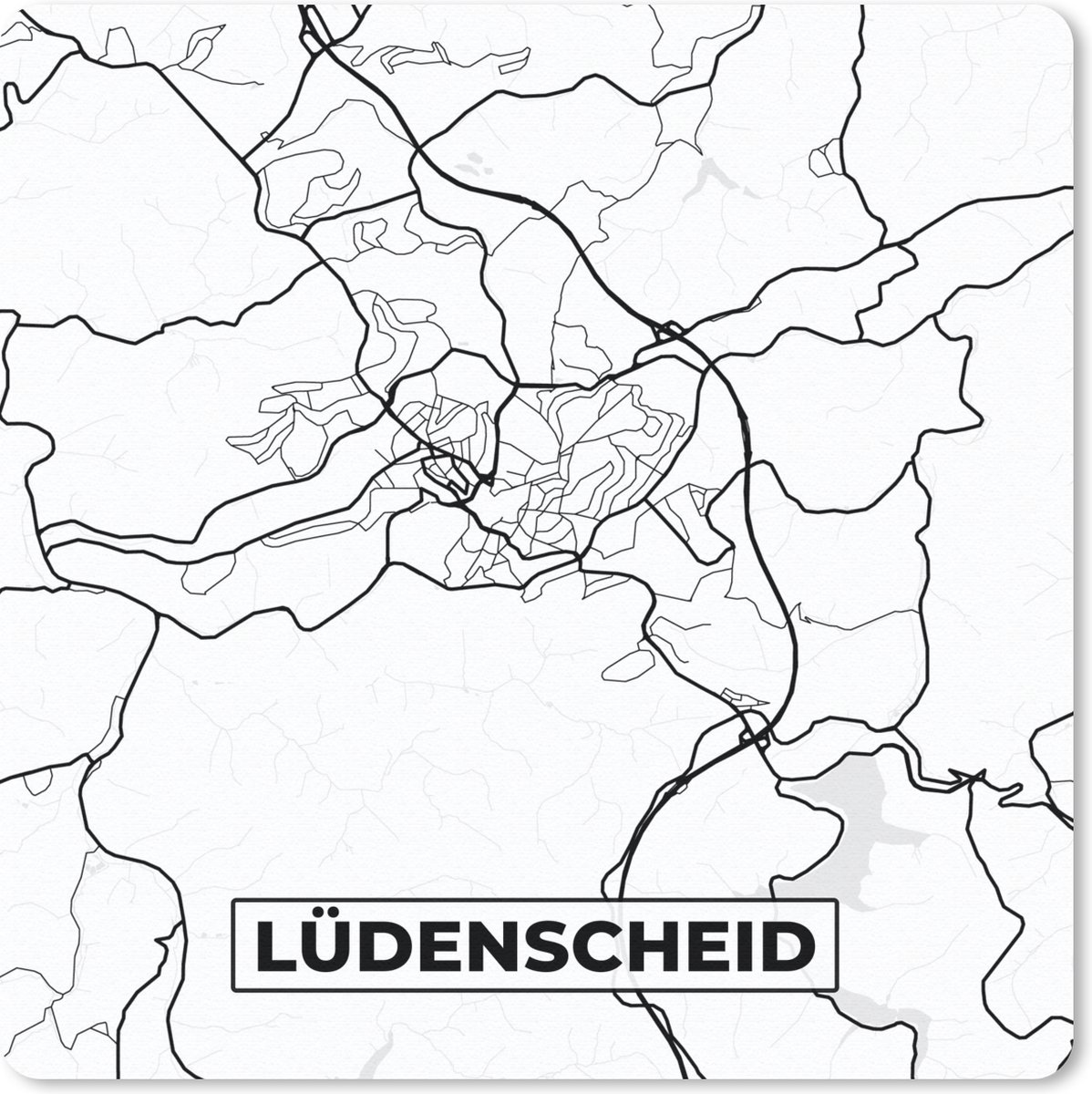 Muismat Klein - Lüdenscheid - Plattegrond - Kaart - Stadskaart - 20x20 cm