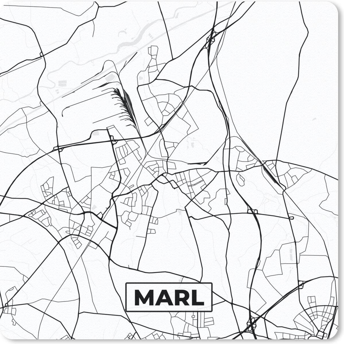 Muismat 20x20 cm - Mousepad Stadskaart - Kaart - Marl - Plattegrond - Muismatten - Stadskaart