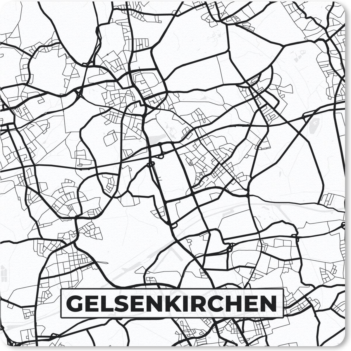 Muismat 30x30 cm - Mousepad Kaart - Gelsenkirchen - Plattegrond - Stadskaart - Muismatten - Stadskaart