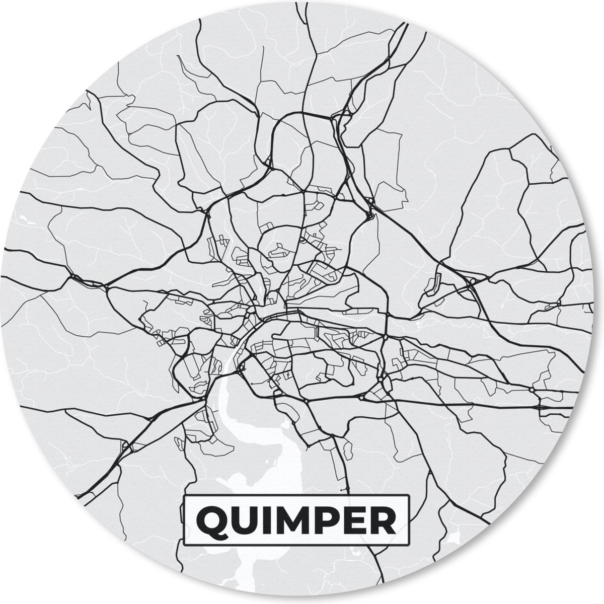 Muismat rond 50x50 cm - Mousepad Plattegrond - Kaart - Stadskaart - Frankrijk - Quimper - Ronde muismatten - Stadskaart