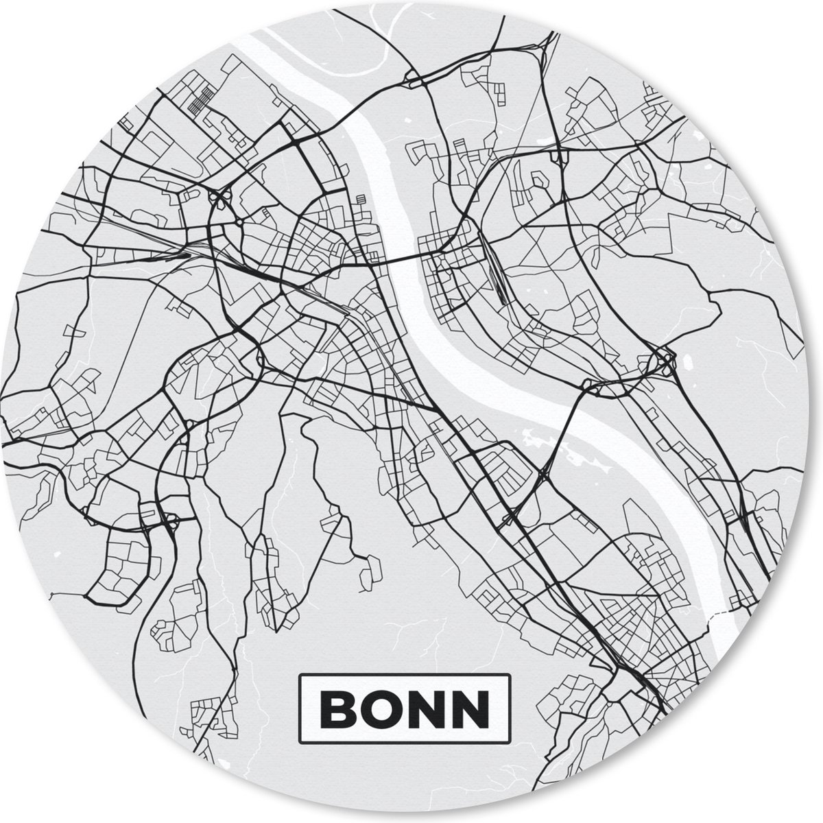 Muismat rond 40x40 cm - Mousepad Kaart - Plattegrond - Bonn - Duitsland - Stadskaart - Ronde muismatten - Stadskaart