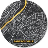 Muismat - Mousepad - Rond - Plattegrond – Kaart – Stadskaart – Frankrijk – Sartrouville - 50x50 cm - Ronde muismat