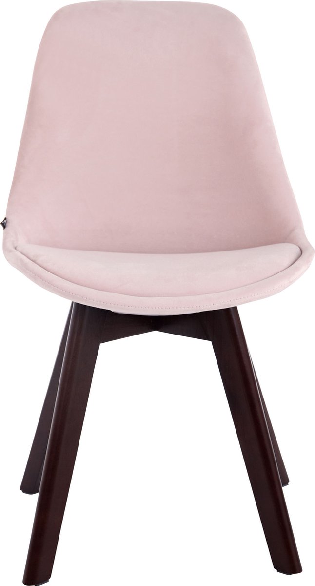 CLP Borneo Set van 4 eetkamerstoelen - Fluweel roze walnoot