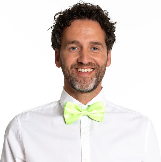 Partychimp Vlinderstrik Neon Groen Carnavalskleding Heren Strik Carnaval Accessoires - Neon Groen - Polyester