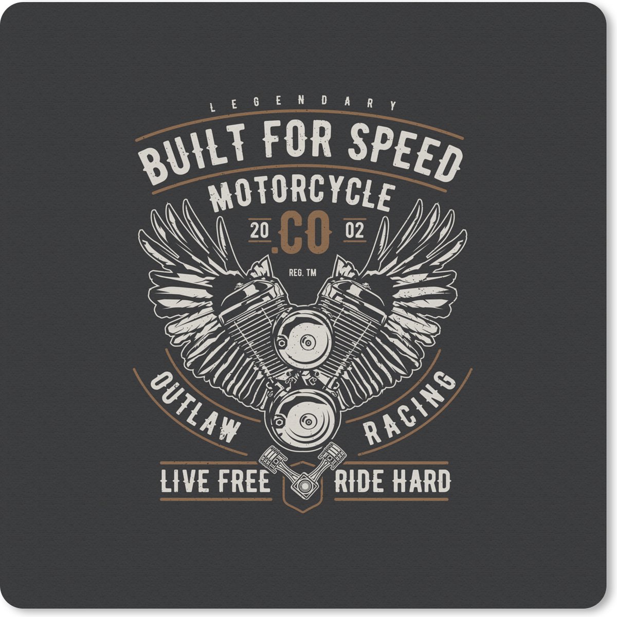 Muismat 30x30 cm - Mousepad Mancave - Vleugels - Vintage - Motor - Muismatten