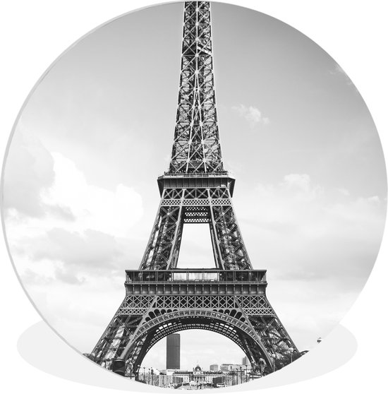 WallCircle - Wandcirkel ⌀ 30 - De Eiffeltoren tussen de wolken - Ronde schilderijen woonkamer - Wandbord rond - Muurdecoratie cirkel - Kamer decoratie binnen - Wanddecoratie muurcirkel - Woonaccessoires