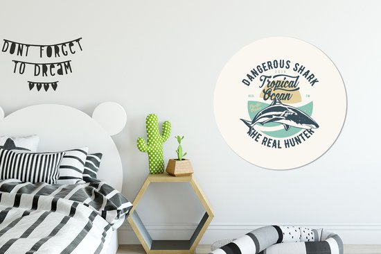 WallCircle - Wall Circle - Wall Circle Indoor - Requin - Animaux - Vintage - 90x90 cm - Décoration murale - Peintures Ronds