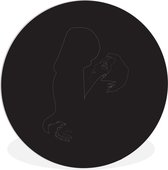 Illustration en couple amoureux sur fond noir Assiette en plastique cercle mural ⌀ 60 cm - tirage photo sur cercle mural / cercle vivant (décoration murale)