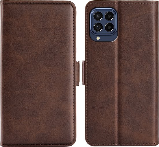 Coque Samsung Galaxy M53 - MobyDefend Luxe Wallet Book Case (Côté fermeture) - Marron - Coque pour téléphone portable - Coque pour téléphone Ce produit est compatible avec : Samsung Galaxy M53