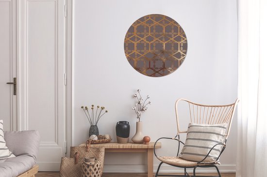 WallCircle - Wall Circle - Wall Circle Indoor - Goud - Or - Violet - 60x60 cm - Décoration murale - Peintures Ronds