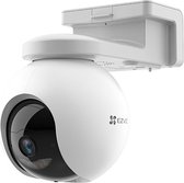 Ezviz HB8 2K+ Beveiligingscamera - Standalone Batterij Camera-Buitencamera - Pan/Tilt Zoom - 2K - Auto tracking - Tot 210 dagen batterijduur - Wifi - Wit