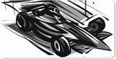 Muismat XXL - Bureau onderlegger - Bureau mat - Een zwart-witte illustratie van een wagen uit de Formule 1 - 120x60 cm - XXL muismat