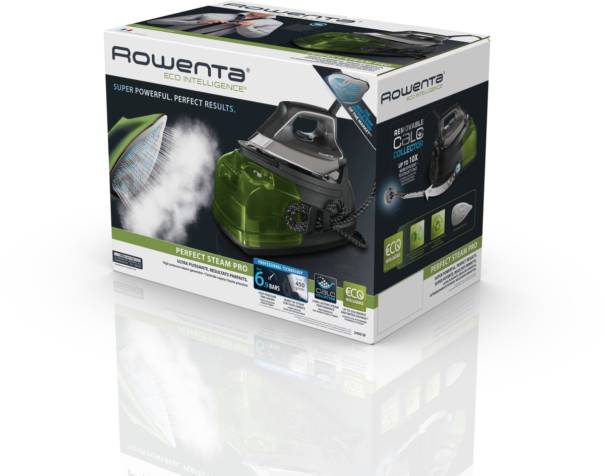 Rowenta DG8626F0 stoomstrijkijzer station 2400 W 1,1 l Zwart, Groen, Zilver