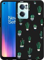 OnePlus Nord CE2 Hoesje Zwart Cactus - Designed by Cazy