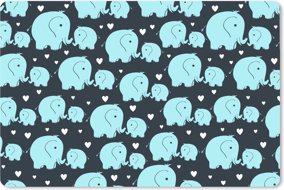 Muismat XXL 90x60 cm - Bureau onderlegger - Bureau mat Patronen - Olifant - Hart - Bureaumat - Gaming mousepad xl - Bureaulegger groot - Computer deskmat