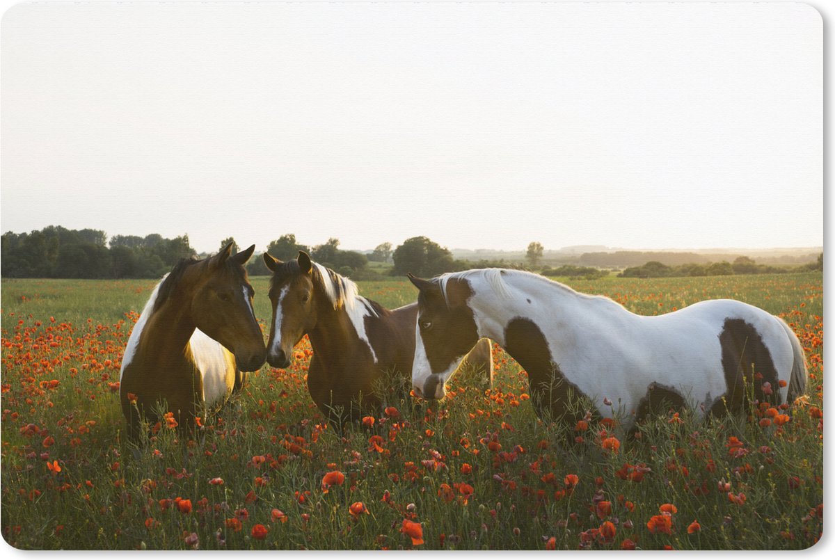Muismat XXL 120x80 cm - Bureau onderlegger - Bureau mat Paarden - Bloemen - Zon - Bureaumat - Gaming mousepad xl - Bureaulegger groot - Computer deskmat