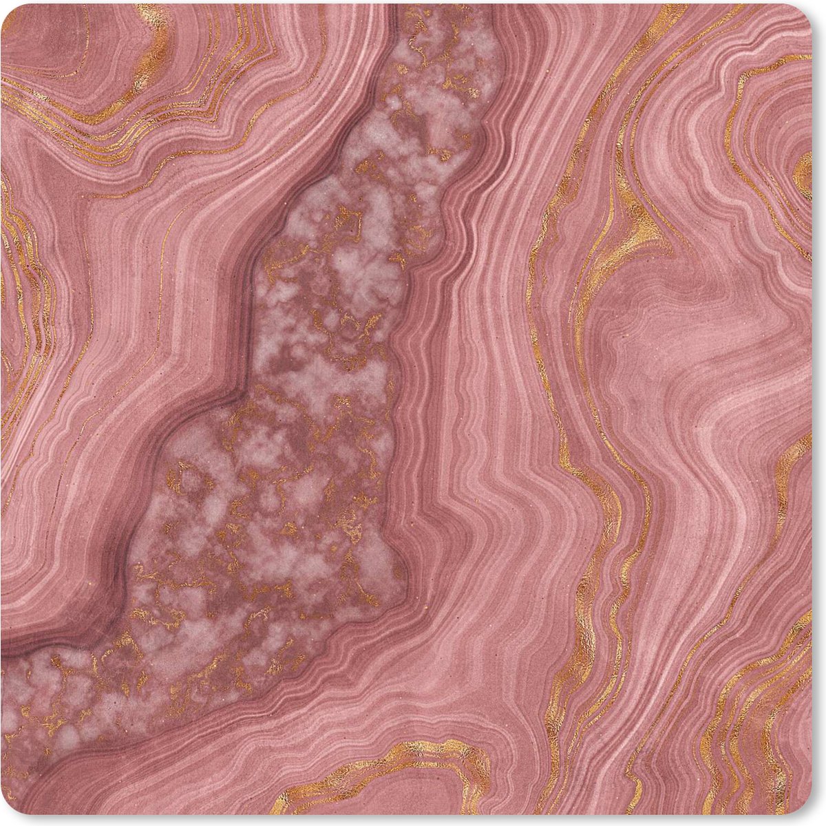 Muismat XXL 40x40 cm - Bureau onderlegger - Bureau mat Marmer - Gouden - Lijn - Bureaumat - Gaming mousepad xl - Bureaulegger groot - Computer deskmat