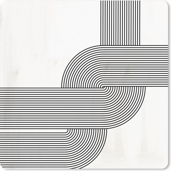 Tapis de souris XXL - Sous-main - Tapis de bureau - Art - Abstrait - Zwart - Wit - 40x40 cm - Tapis de souris XXL