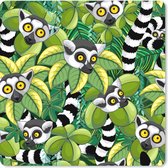 Muismat XXL - Bureau onderlegger - Bureau mat - Patroon - Jungle - Ringstaartmaki - 40x40 cm - XXL muismat