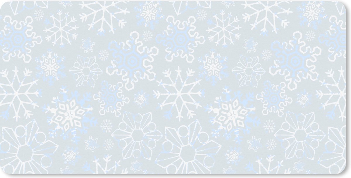 Muismat XXL 120x60 cm - Bureau onderlegger - Bureau mat Winter - Sneeuwvlok - Design - Bureaumat - Gaming mousepad xl - Bureaulegger groot - Computer deskmat - Kerst - Cadeau - Kerstcadeau voor mannen en voor vrouwen