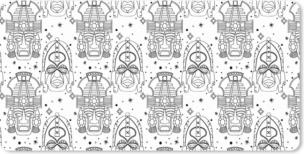 Muismat XXL - Bureau onderlegger - Bureau mat - Inca - Rituelen - Maskers - Patroon - 90x45 cm - XXL muismat