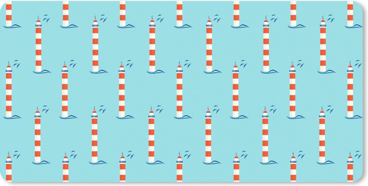 Muismat XXL 80x40 cm - Bureau onderlegger - Bureau mat Vuurtoren - Blauw - Strand - Patronen - Bureaumat - Gaming mousepad xl - Bureaulegger groot - Computer deskmat