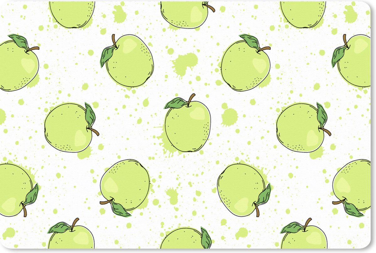 Muismat XXL 120x80 cm - Bureau onderlegger - Bureau mat Waterverf - Appel - Groen - Patronen - Bureaumat - Gaming mousepad xl - Bureaulegger groot - Computer deskmat