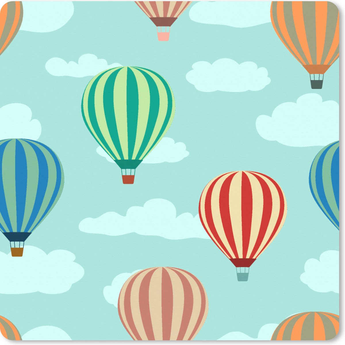 Muismat XXL 40x40 cm - Bureau onderlegger - Bureau mat Patronen - Lucht - Luchtballon - Bureaumat - Gaming mousepad xl - Bureaulegger groot - Computer deskmat