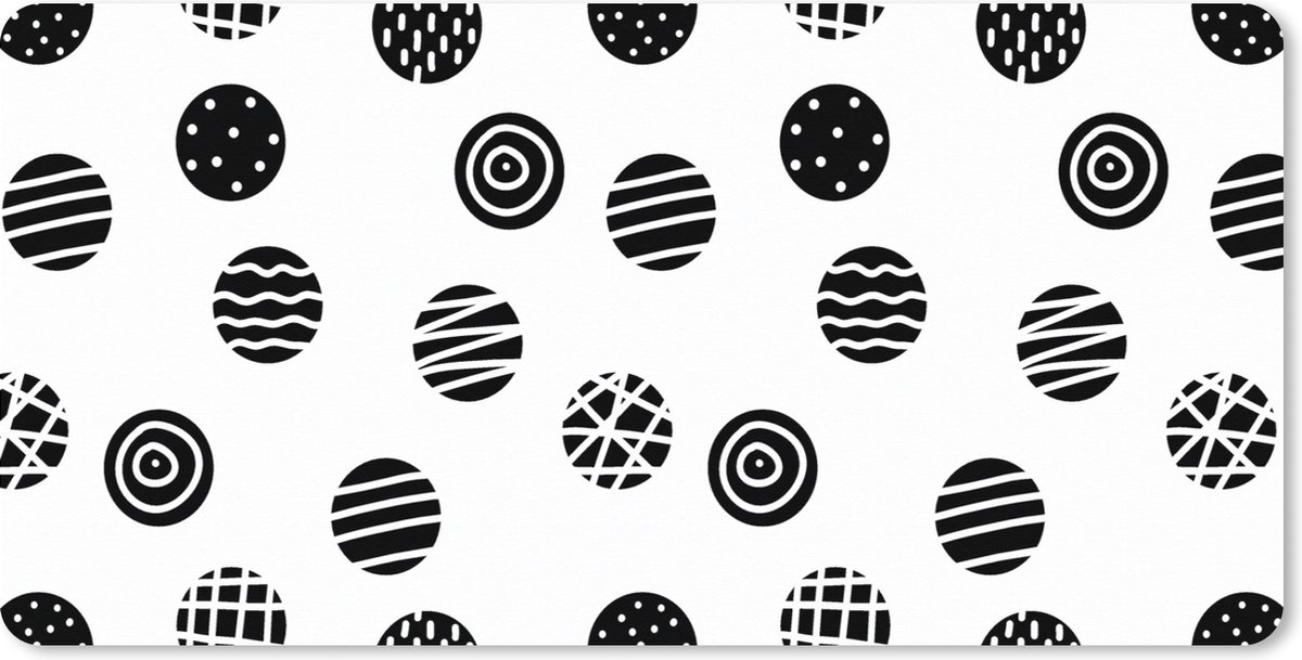 Muismat XXL 100x50 cm - Bureau onderlegger - Bureau mat Patronen - Stip - Zwart Wit - Bureaumat - Gaming mousepad xl - Bureaulegger groot - Computer deskmat
