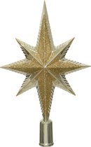 Pic/topper étoile de sapin de Noël Glitter en plastique 25,5 cm - perle/champagne - Décorations de Noël