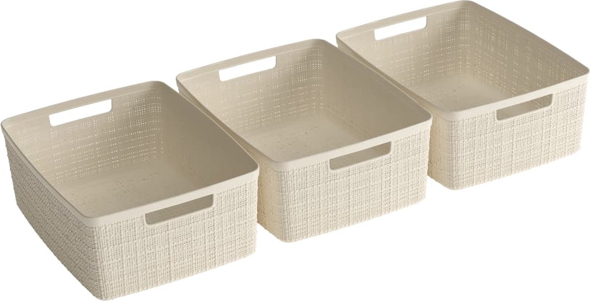 Curver 3-delige Opbergmandenset Jute M 12 L gebroken wit