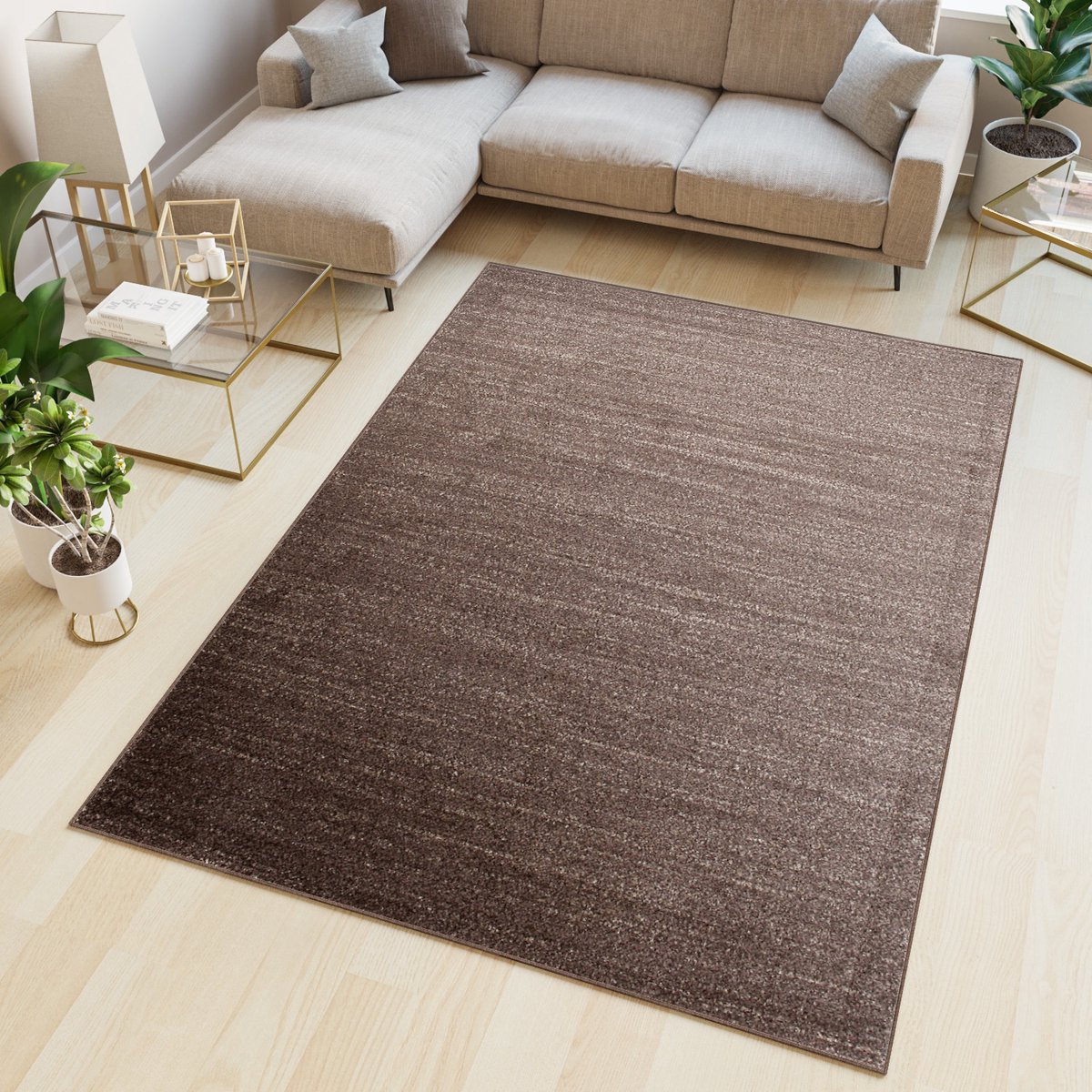 Tapiso Sari Vloerkleed Laagpolig Tapijt Karpet Bruin Maat- 60x100