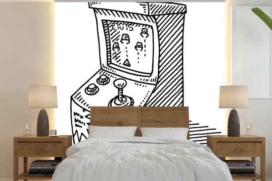 Papier Peint - Papier peint photo Arcade - Jeu - Rétro - Illustration - Largeur 280 cm x Hauteur 280 cm