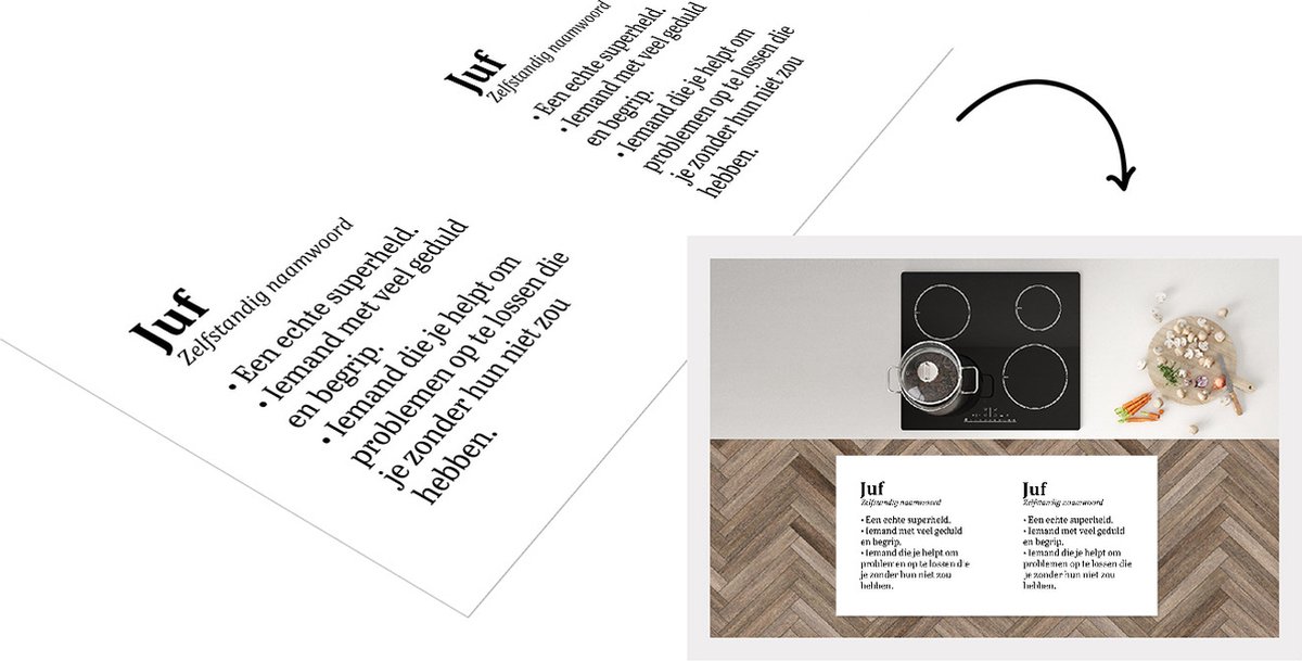 KitchenYeah Keukenloper - Loper keuken - Quotes - Spreuken - Juf - Woordenboek - 120x60 cm - Keukenloper vinyl Multicolor