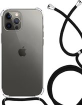Hoesje Geschikt voor iPhone 11 Pro Max Hoesje Shockproof Case Siliconen Hoes Met Koord - Transparant.