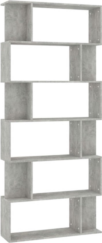 vidaXL-Boekenkast-/-kamerscherm-80x24x192-cm-bewerkt-hout-betongrijs