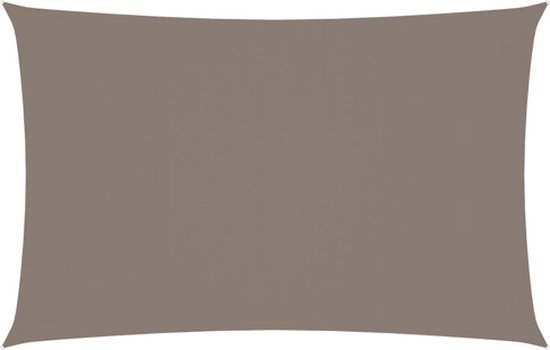 Een plat rechthoekig taupe schaduwdoek op een witte achtergrond.