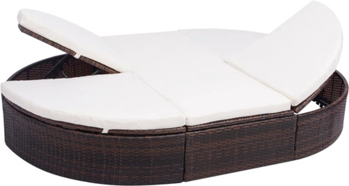 LuxeLivin' - Loungebed met kussen poly rattan bruin