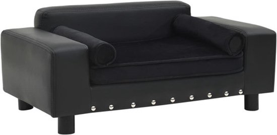 vidaXL Hondenbank 81x43x31 cm pluche en kunstleer zwart