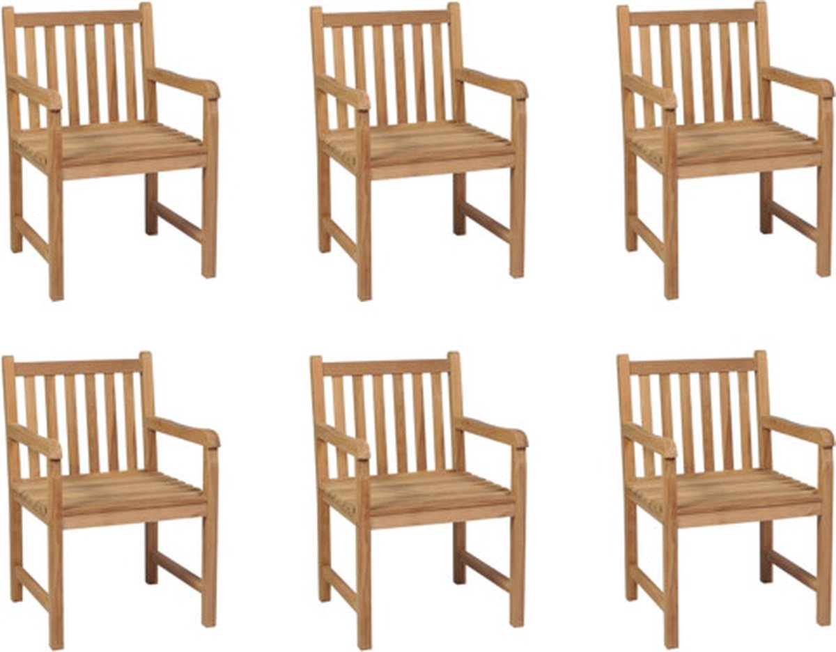 vidaXL - Tuinstoelen - 6 - st - massief - teakhout